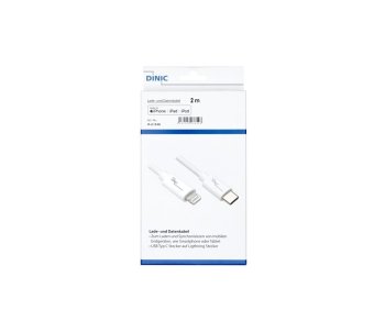 Cable USB C a Lightning, certificado MFi, cable de sincronización y carga rápida, blanco, DINIC Boxc con euroagujero, 2m